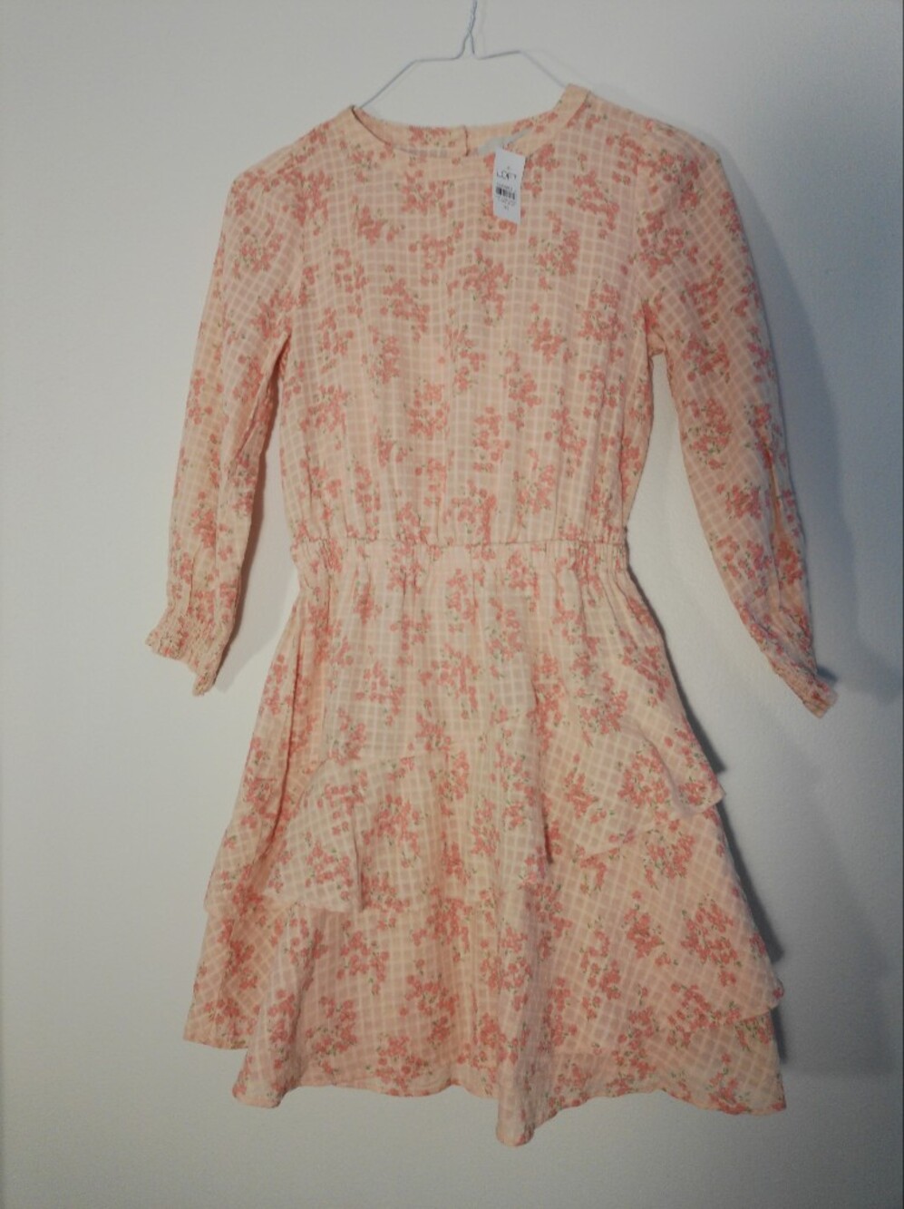 LOFT Peach-Pink Floral Midi Dress